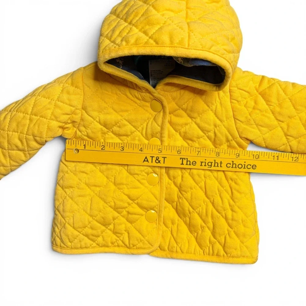 Wanderling Baby 0-3M Reversible Quilted Hooded Jacket Yellow Blue Floral FA22